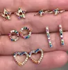 Minimalist 18k gold women jewelry rainbow star earrings