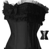 HexinPlus Size Long Torso Boned Satin Big Girl Sexy One Piece Corset With Lace