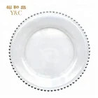 Wholesale Wedding Popular Clear Glass Silver Beaded Charger Plates