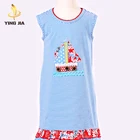 Hot sell children designs Sailboat pattern sleeveless woven cotton kids dresses for girls
