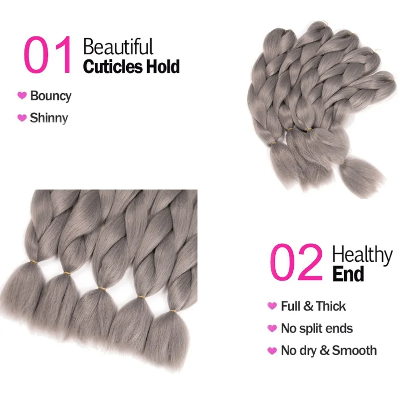 Ombre Color Synthetic Jumbo Braid Hair Heat Resistant Fiber 48 Inch Braided Hair for Woman Top Quality Colored