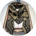 OEM custom design printed heavy fabric silk scarf silk square scarves hand roll-hemmed