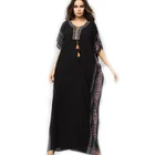 muslim knitting bat sleeves cotton floral dress