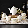 Elegant Engilsh Style with Simple Lily Flower Printing Coffee Sets Porcelain Fine Bone china Teapot Sets