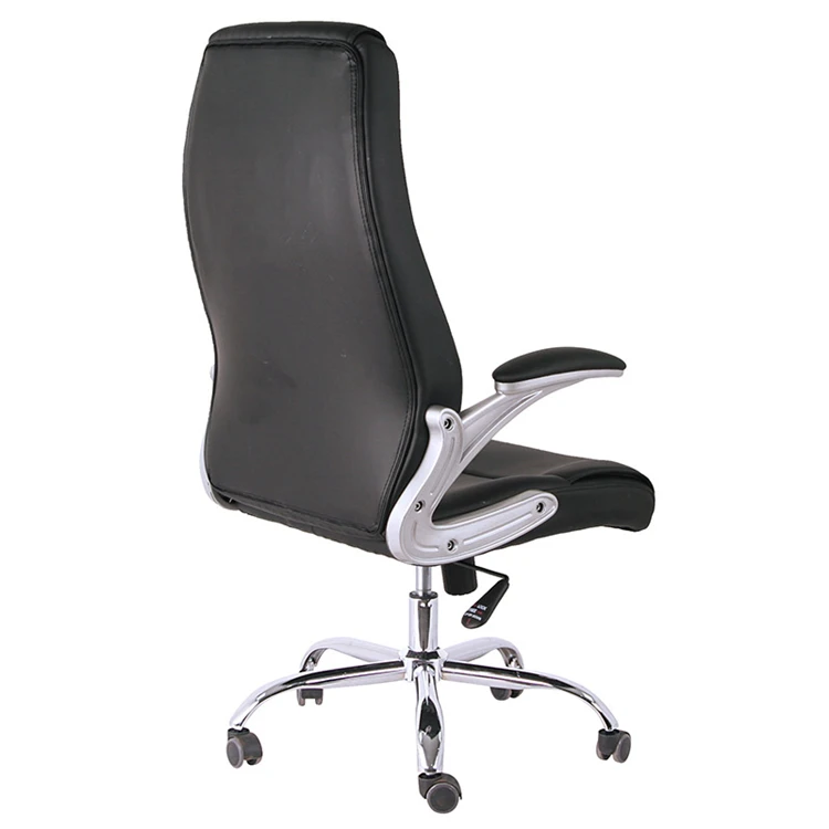 Black soft Pu leather swivel executive office desk chair with armrest