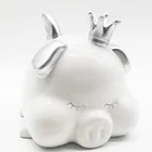 High Quality Crown white ceramic piggy bank money container jar For Children Birthday Gift coin pocket holder