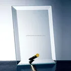 Clear rectangle glass plaque with metal stand clear blank glass gift