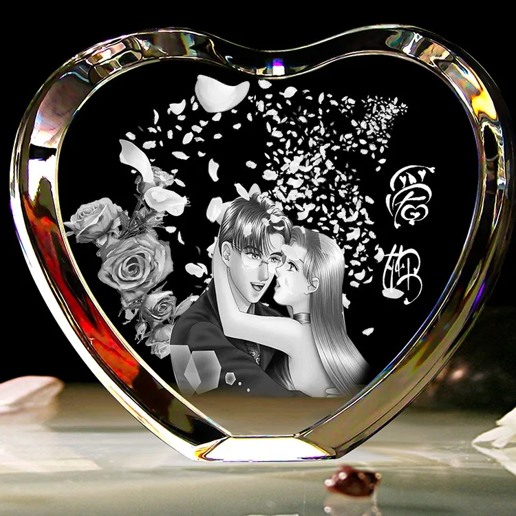 product heart shape crystal photo frame wedding favors gifts valentines day present for 3d  laser crystal engraving-31