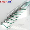 LED light glass stairs / stainless steel glass staircase