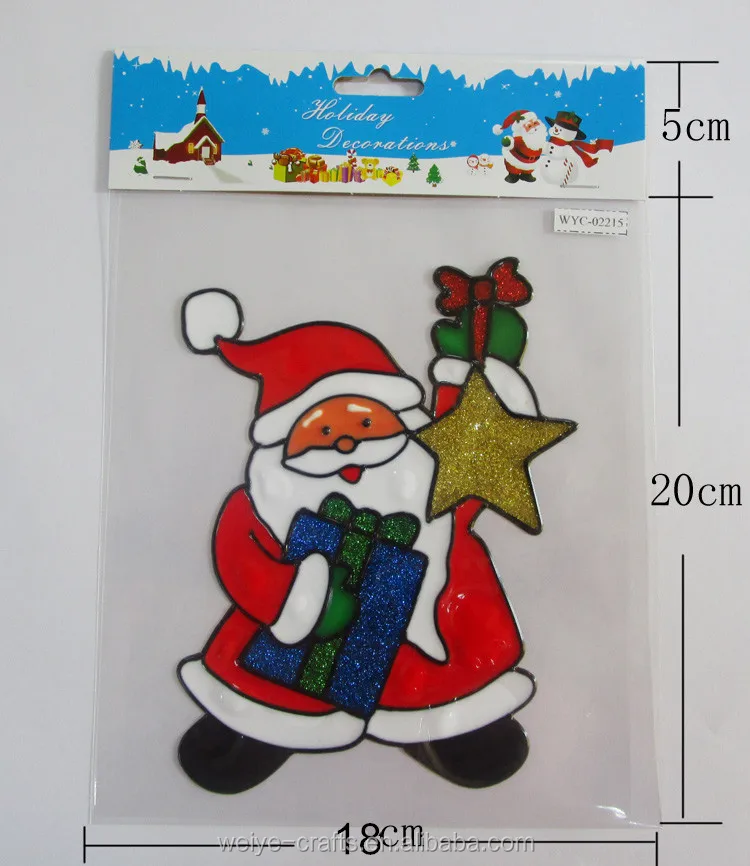 santa claus holding glitter star christmas sticker silicone