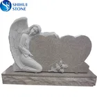 Granite Tombstone Carved Angel Heart Shape Granite Headstone Tombstone