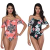 Small MOQ Best Selling Products Halter Straps Ruffle Sleeves Waterproof Swimwear One Piece 2018