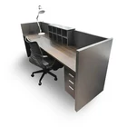 Modern Walnut Color Big Front table Reception Desk with Mable Decorate