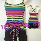Rainbow Print with boyleg sexy halter neck tankini swimwear