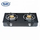 lpg tempered glass silkprint panel cast iron burner cooper brass burner cap glass top 2 burner gas cooker stove