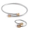 New Fashion Stainless Steel & Metal Adjustable Gold Silver Cuff Bracelet Bangle Ring Pearl Jewelry Set