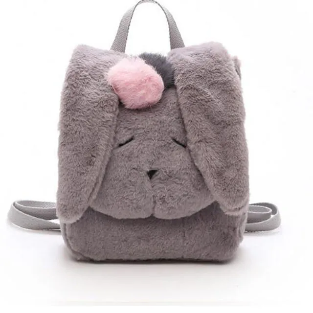 fluffy bunny backpack cute furry toy schoolbag christmas gifts
