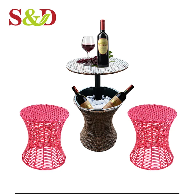 funny wine cooler plastic rattan stand ice bucket,wicker wine