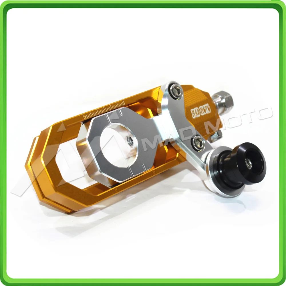 Motorcycle Chain Tensioner Adjuster with bobbins kit for Yamaha R6 YZF-R6 2006 2007 2008 2009 2010 2011 2012 Gold&Silver (7)