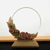 Creative Custom Golden Resin flower base Crystal Trophy awards With Round Crystal Plate