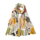 100% mongolian wool fabric floral design soft feeling winter scarf for women