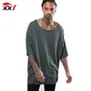 clothes manufacturer custom oversized t-shirt scoop neck and raw hem t shirt for men off the shoulder t-shirt wholesale