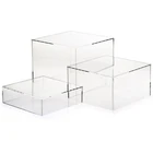 Custom sizes square acrylic lidless cube display storage box set of 3