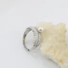 Silver Perfectly Silver AAA Grade 925 Sterling Silver Eye Shape Perfectly Full Round Women Freshwater Pearl Ring