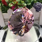 100mm pink machine cut K9 crystal glass diamond paperweight gift