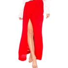 Long Skirt Women Casual women clothing red slit long maxi chiffon skirt