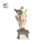 custom life size garden stone art female figure marble angel statue with wings MSD-114