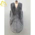 Women Winter Warm Fashion Long Fur Pelt Fox Vest,Fur Waistcoat,Fox Fur Gilet
