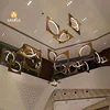 LED New Design Mid Century Modern Custom Metal Brass Square Pendant Hanging Decor Lighting For Hotel Lobby Entrance