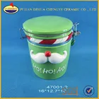 TEA SUGAR COFFEE CANISTER SET CHRISTMAS AIRTIGHT CERAMIC JAR