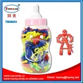 2016 cheap small plastic toy robot brick toys rebot toy in big baby bottle from Shantou China factory
