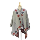 new arrival acrylic oversize poncho diamond check pattern thick shawl
