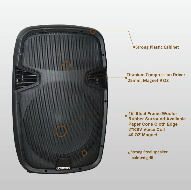 PAPJ-15AUC 15 inch portable wireless amplifier rechargeable speaker box - ANKUX.COM