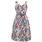 Wholesale Vintage Women Cotton Summer Tropical Fruit Leaf Print Dress