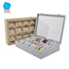 Superior quality suede display boxes flock jewelry watch sunglasses storage display box with mirror