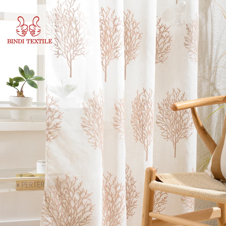 Wonderful Company Design Embroidered Silk Curtain Cotton Lace