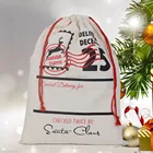Amazon Hot Sell 100% Cotton Large Drawstring Bag Personalized Christmas Santa Sacks