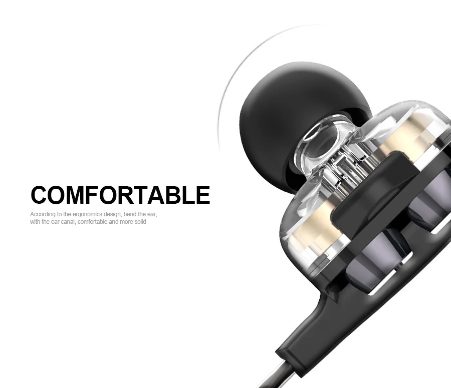 Langsdom D4X Double Driver Earphone Wired Dual Speaker Fashionable Earphones With Mic - ANKUX.COM