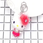 Cute Hello Kitty Animal Key Chain For Women Creative Gift Gold Metal Key Ring
