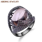 Abiding 2020 Fashion Natural Smoky Quartz Gemstone Ring 925 Sterling Silver Gift Women Party Rings Jewelry