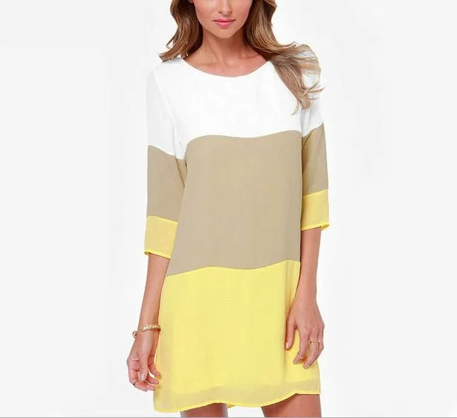 2015 European style women dress patchwork half sleeve casual women dress New Arrival Fashion women's dress