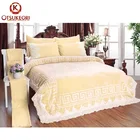 2016 Luxury High Grade Diamond and Sliver Lacy Golden Wedding 6 Pcs Bed Set