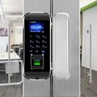 Fingerprint glass door lock with time attendance biometric digital lock frameless glass door electric door lock