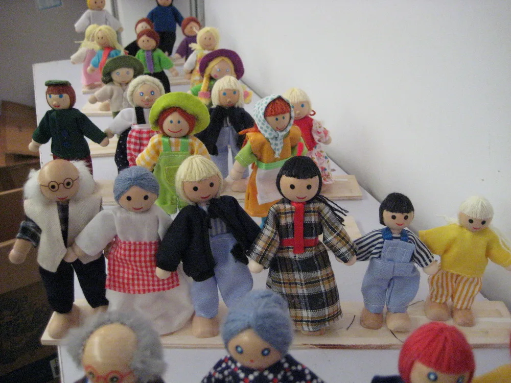 wooden doll family