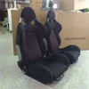 FULLY RECLINABLE SUEDE SPORTS RACING SEATS FOR CARS+ FIBER GLASS RACING SEAT SLIDER RAIL JBR1019A