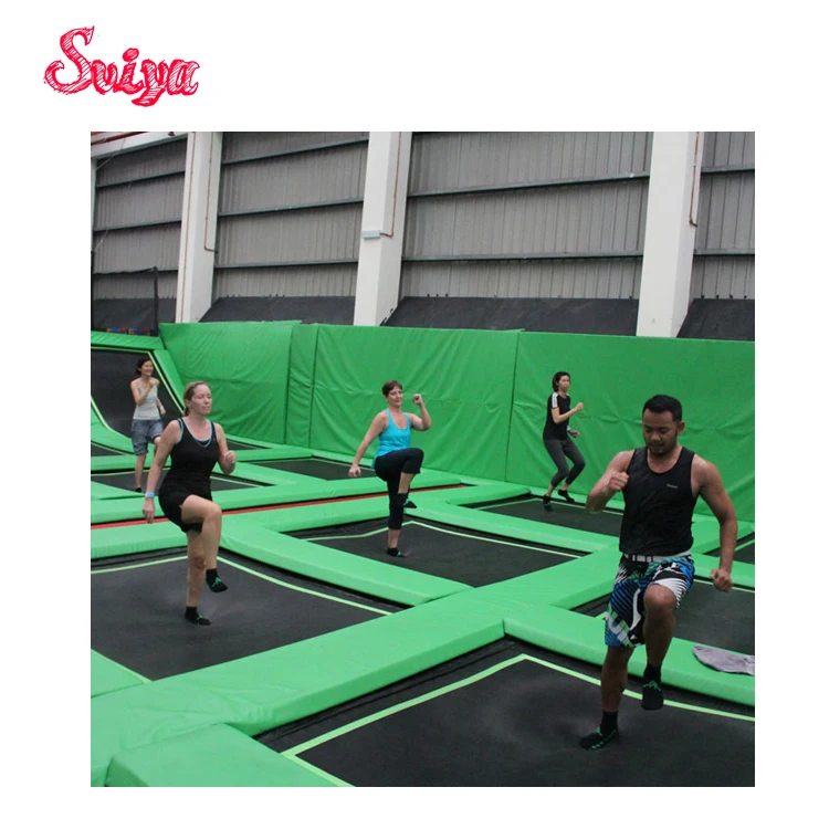 mini square trampoline park for kids with basketball and ninja